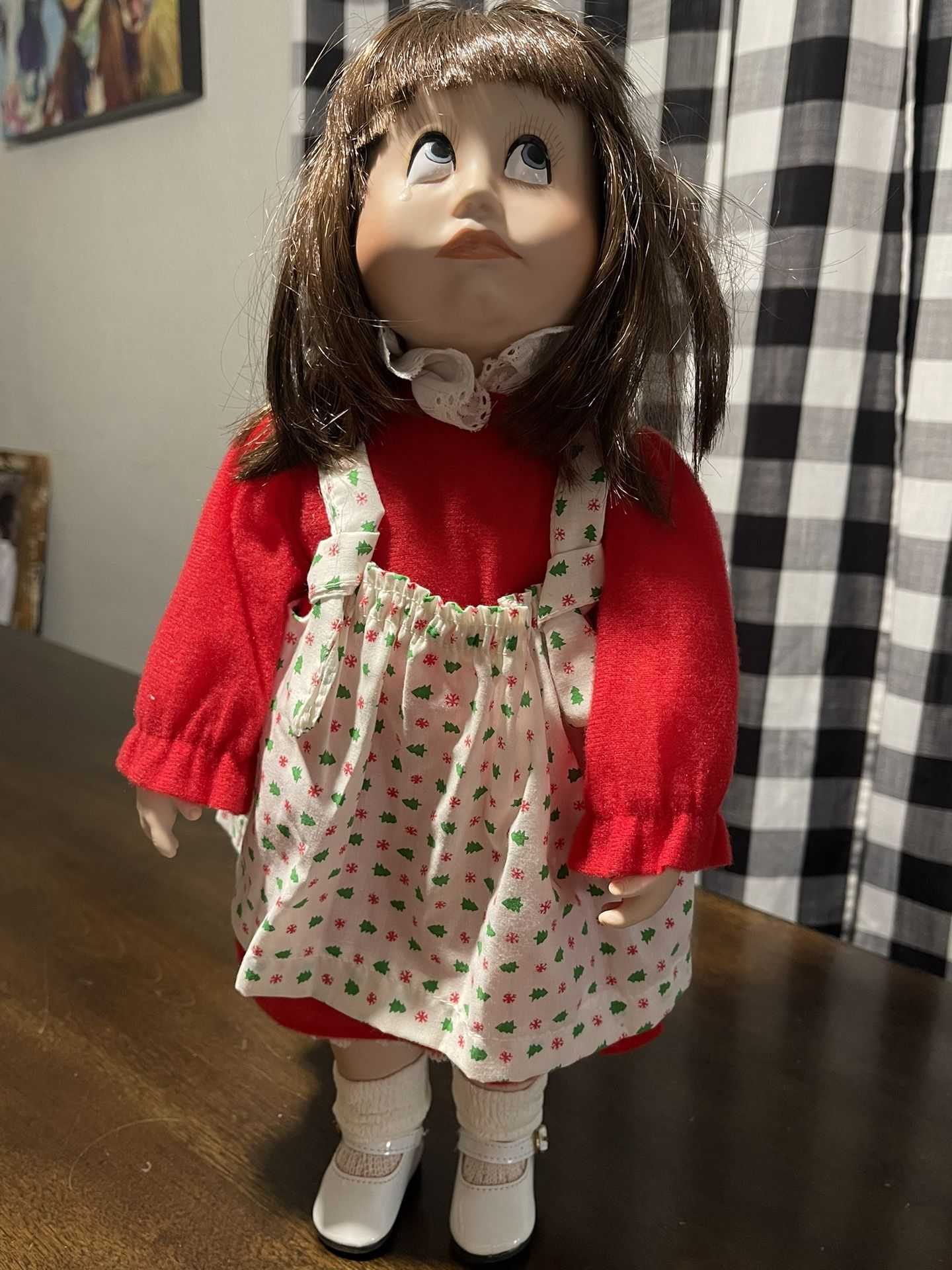 1988 Jenny Porcelain Doll: “Hello Dolly” Signature Series, Christmas Jumper  16 inches tall #1