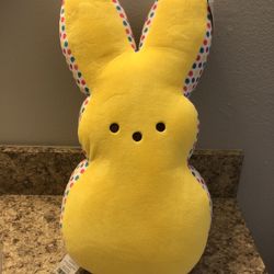 Huge Yellow Peeps Plush Stuffed Easter Bunny w/ Rainbow Polka Dots Peep 17”