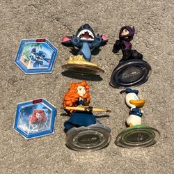 Disney Infinity Figures Discs Lot Of 6 Stitch Hiro Merida Donald Duck