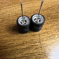 Set of Chrome Wheels – Perfect for Hot Wheels | Rubber Tires + 2 Free Exhaust Pipes