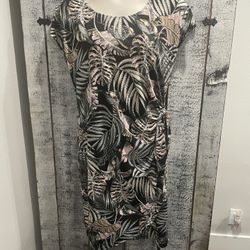 NorthStyle Palm Printed Side Tie Dress Women’s Plus Size 18 (XL)