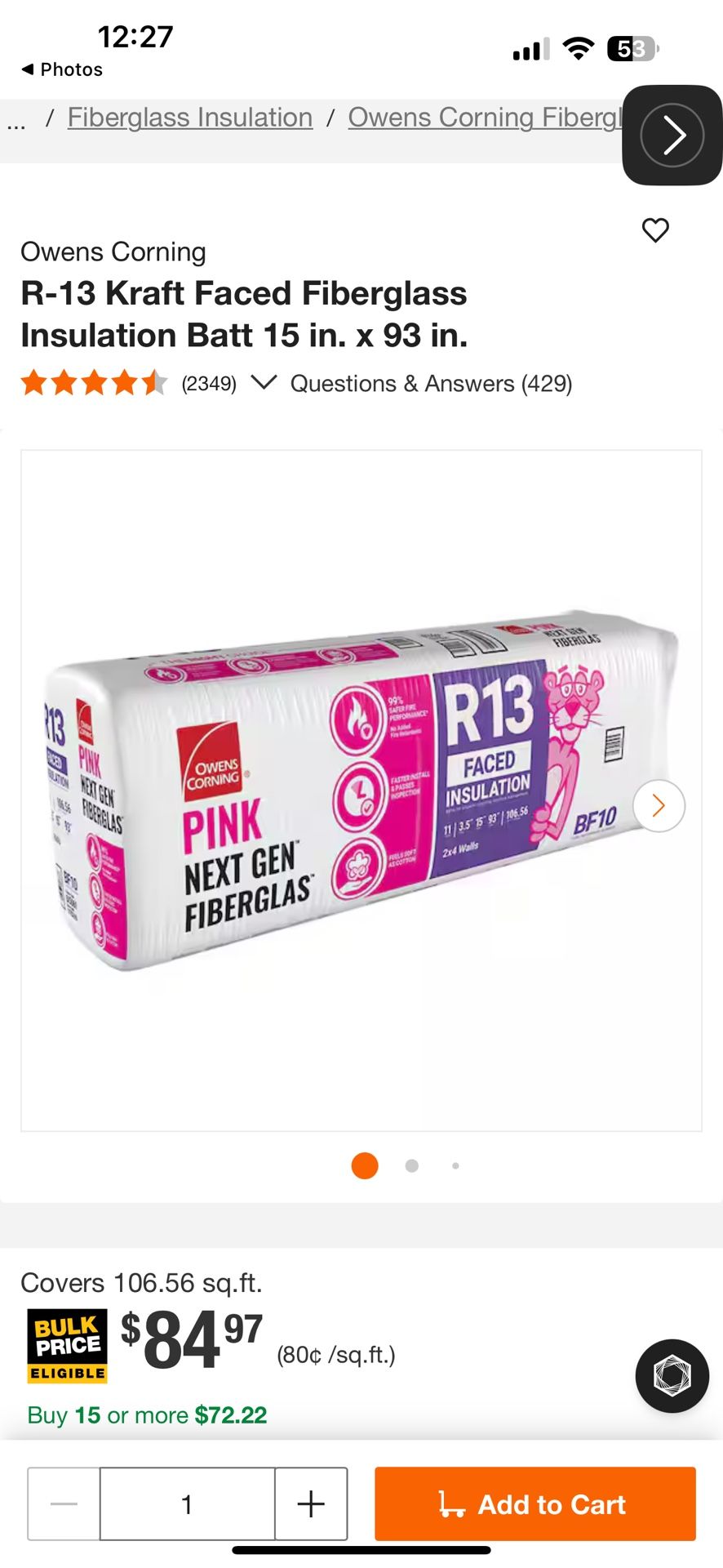 R13 Faced Insulation.  