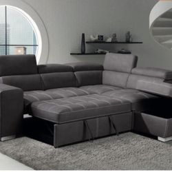 Black Friday Early Access Sectional Sofa With Pullout Bed And Storage Ottoman 