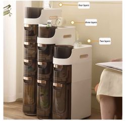 Slim bathroom floor organizer cabinet, white 3 drawer storage caddy