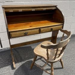 Roll Top Desk & Chair 