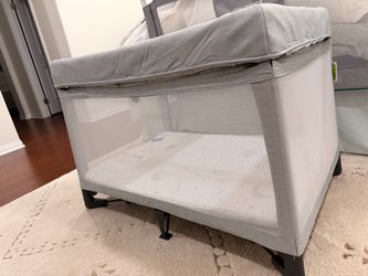 Gray Baby Travel Crib Play Yard