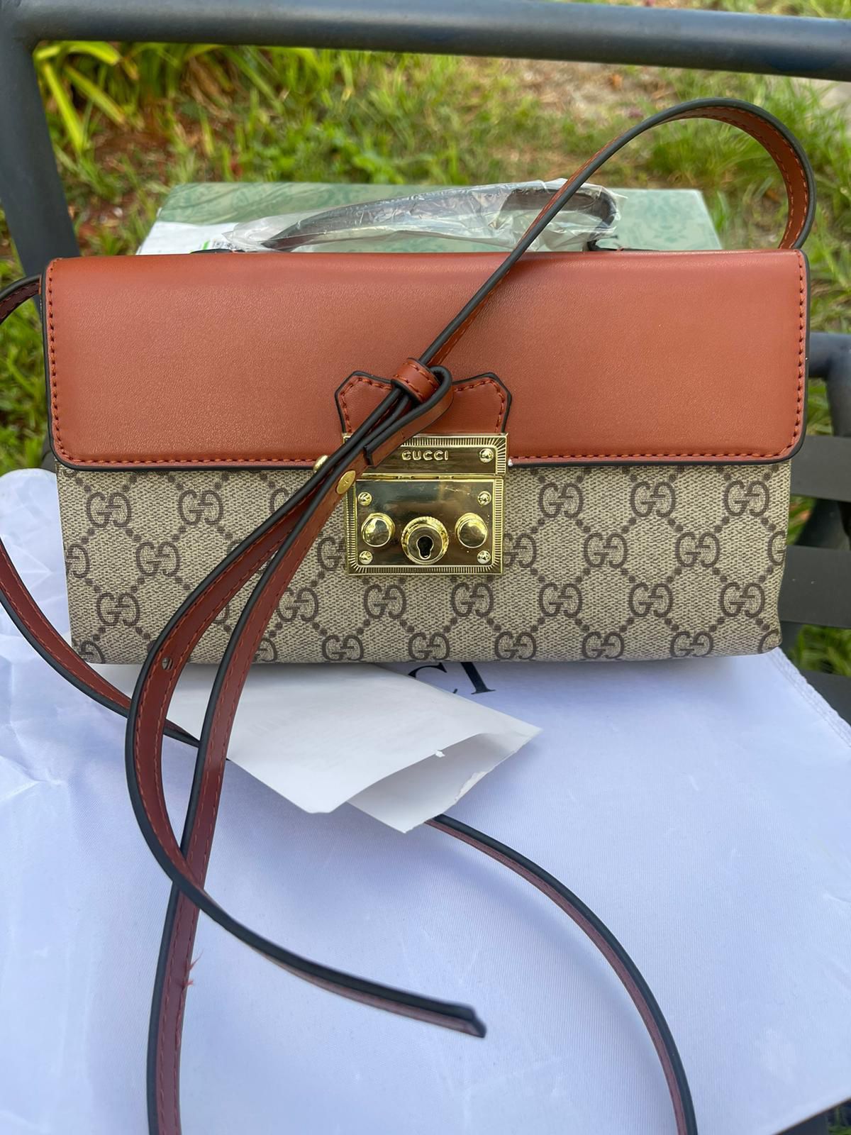 Monogrammed Leather Gucci Bag