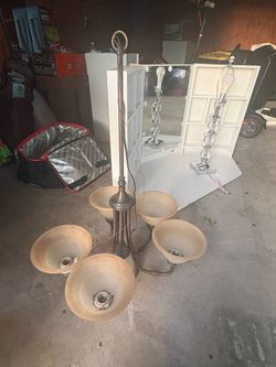 5-Light Bronze Chandelier with Glass Shades