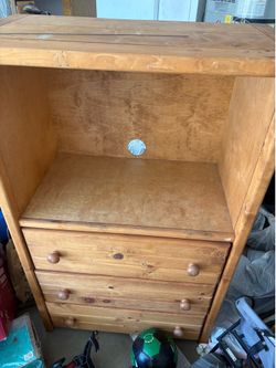 Pine Wood Dresser with Open Shelves