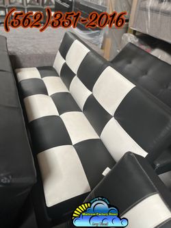 Sofá couch black and white checkered futon Nuevo new