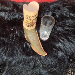 Unique Leather Cowboy Boot Shot Glass Holder. Note: It Is Not Reptile Skin