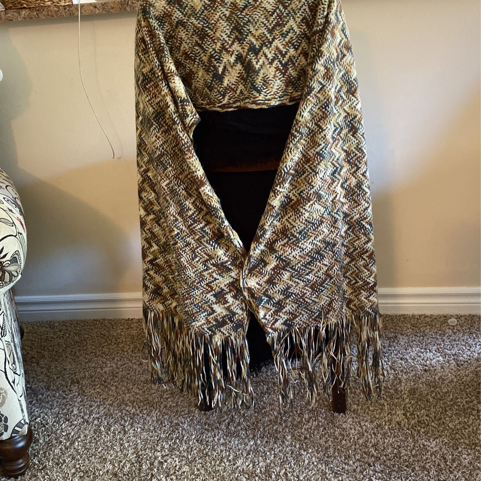 Multi Colored, Browns, And Dark Green Scarf