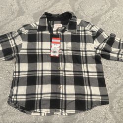 Cat & Jack KIDS GRAY/WHITE PLAID FLANNEL SHIRT 