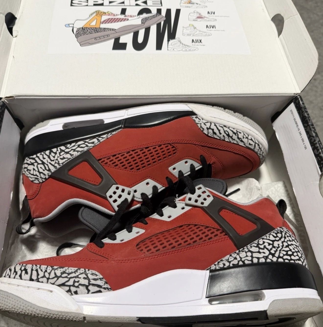 Jordan Spizike Low Red And Black Pre-loved