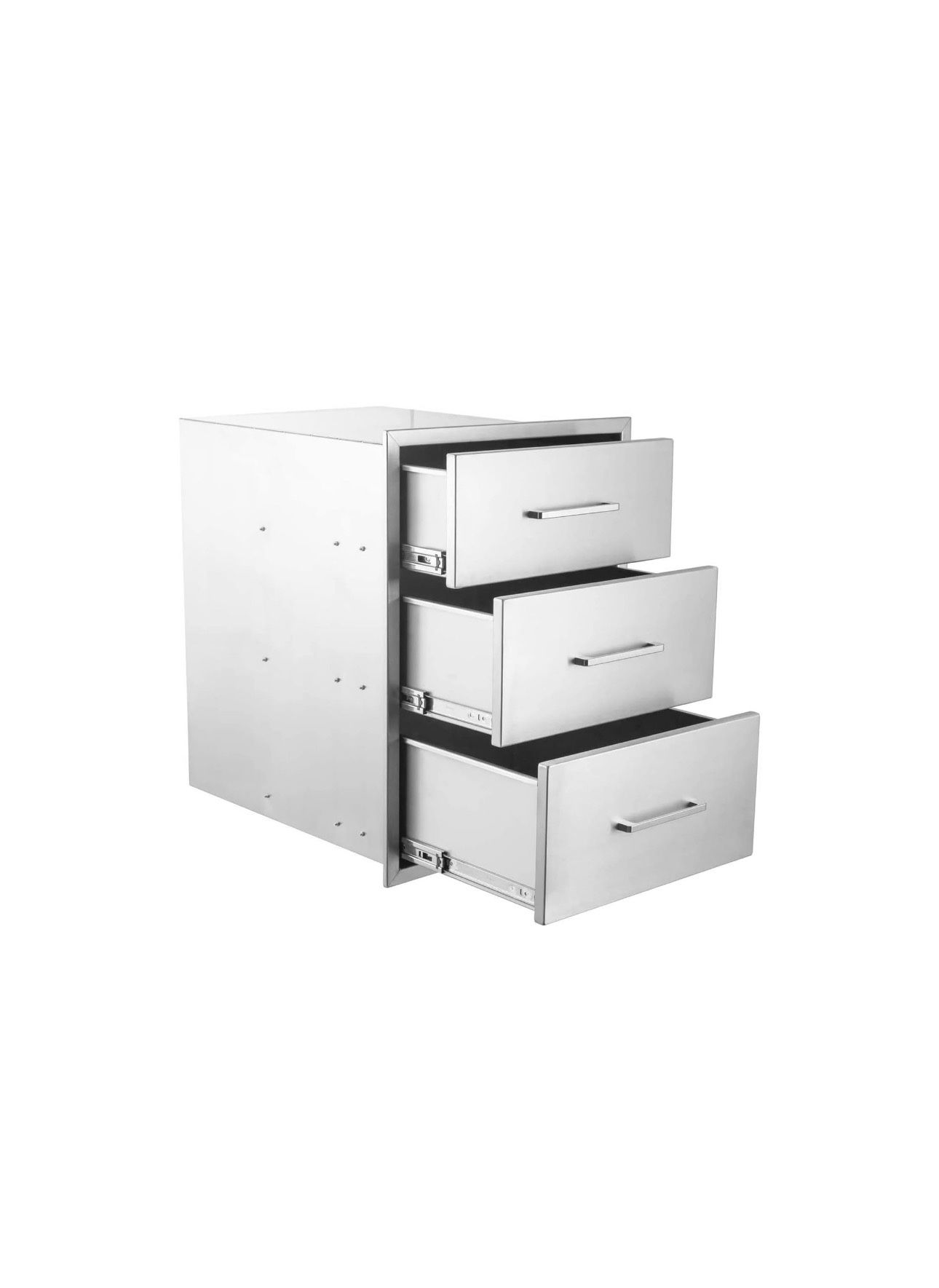 New in the box Outdoor Kitchen Drawers,18" W x 23" H x 23" D Stainless Steel BBQ Triple Drawer, Flush Mount Access 3 Drawer for Outdoor Kitchen,BBQ Is