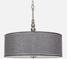22" Modern 3-Light Drum Pendant Chandelier, Tempered Glass Diffuser, Adjustable Height