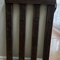 Rustic dark walnut wooden wall coat rack - 12 hooks