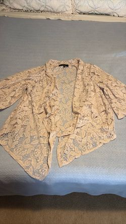 Cream Lace Open Front Cardigan