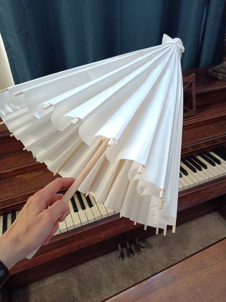 Bridal shower accessories paper parasol, lace fan, flower hair vine, shower quiz game, photo booth props, Bride sash, makeup bag & clutch purse
$20 f