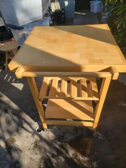 Oasis Island Oak Folding Entertainer Kitchen Cart