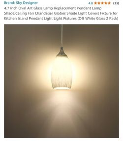 4.7 Inch Oval Pendant Glass Light Shades (2 Pack)