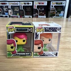 2 BITTY Poison Ivy 1" Funko Pops 4,000 PCS LE BLACKLIGHT SDCC #157 DC Batman TAS