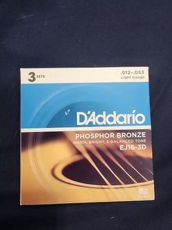 3-pack of D'Addario EJ16-3D Phosphor Bronze Light Acoustic Guitar Strings