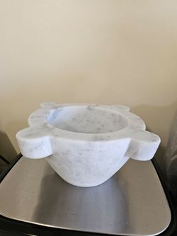 Heavy Solid White Marble Mortar Bowl (7")