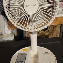 FAN THAT EXTENDS TO 38IN HAS REMOTE GREAT FOR TRAVEL JUST NEEDS A CLEANING WORKS GREAT