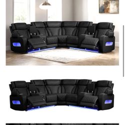SPAIN BLK RELCINERS W/ LED & BLTH SPEAKERS