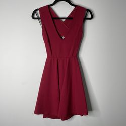 Lulus Going Steady Backless Skater Dress Wine Maroon Red Women’s Size Small