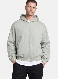 Gymshark Men’s Windbreaker Hooded Jacket Stone Gray Size 3XL NEW