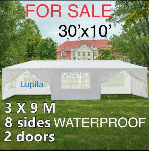 10x30 White Gazebo Wedding Party Tent Canopy With 6 Windows & 2 Sidewalls -8 (FOR SALE) Carpa