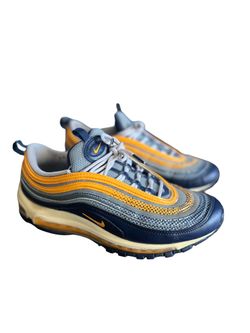 Nike Air Max 97 SE Obsidian Mist Laser Orange Men's Size 9.5 AQ4126-401 Blue