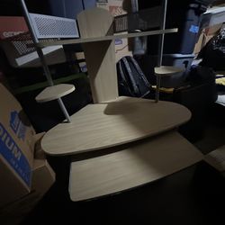 Two Tier Natural Wood Desk