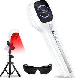 Cold Laser Therapy Device for Humans & Dogs, 4x808nm + 14x650nm Red Light Therapy for Body Pain Relief, Handheld lllt Near Infrared Light Wand with St