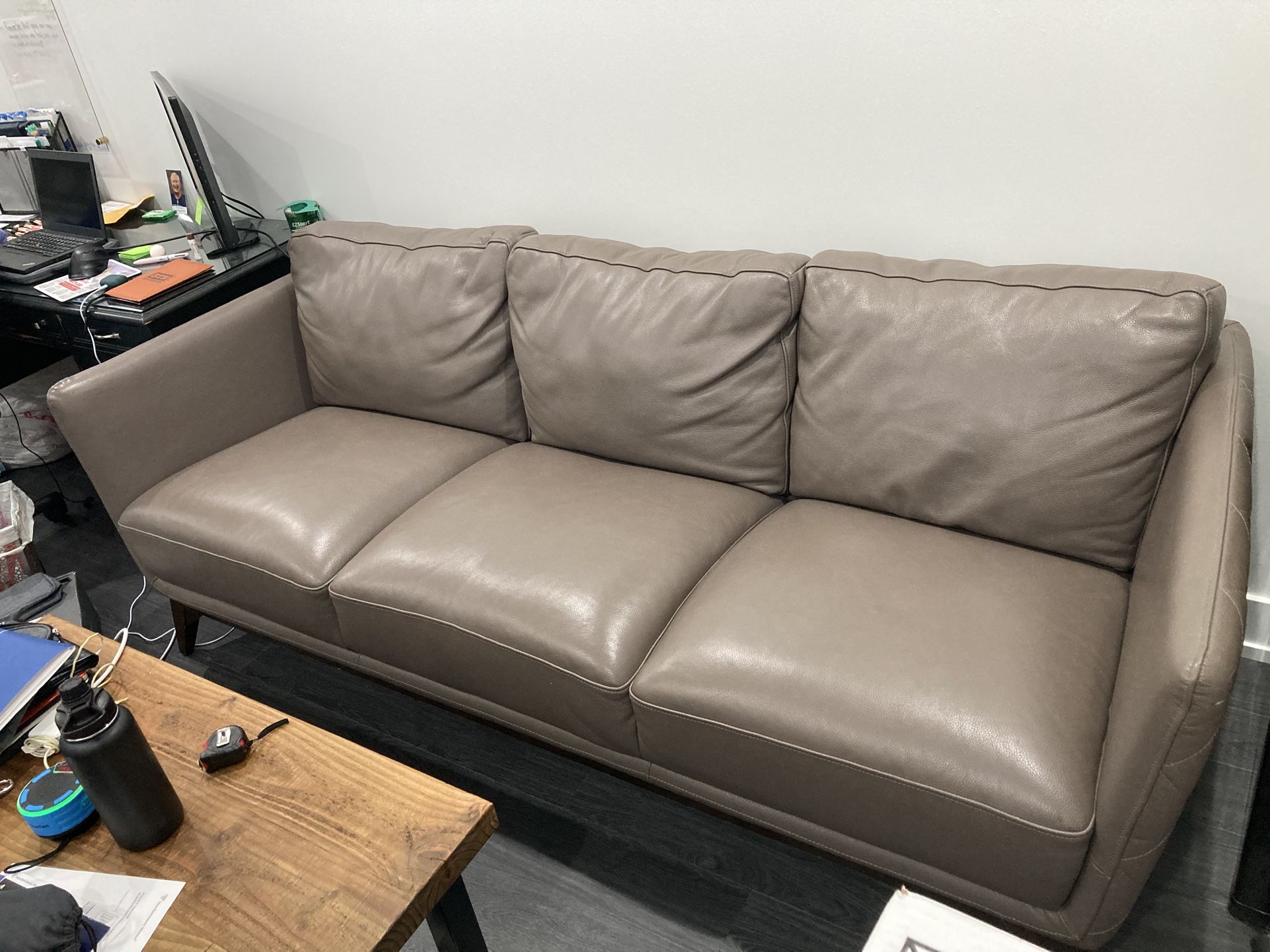 Brown Pleather 3 Seat Sofa Couch