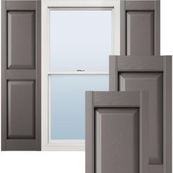 Vinyl LP2S14X06300MS Standard Two Equal Panel Vinyls, Raised Panel Vinyl Shutters, w/Installation Shutter-Lok's & Matching Screws (Per Pair), 14 3/4'W