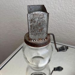The Uniform Nut Meat Chopper Vintage Grinder Hazel Atlas Glass Jar 5935