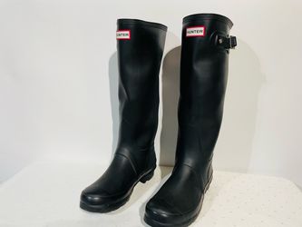 Hunter Original Tall Black Rubber Rain Boots Women's Size 6 EU 37 W23499