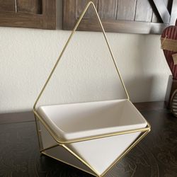 Succulent Geometric Hanging  White & Gold Planter