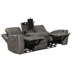 New Triple Power Lumber Recliner Sofa With Power Recliners Power Headrest Power Lumbar Support