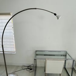 Desk Glass Top And Chrome + Free Leather Chair + Free Lamp !