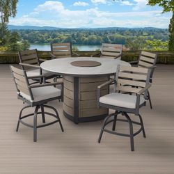 Agio Nicolet 7-piece Fire Outdoor Patio High Dining Set $1299.99