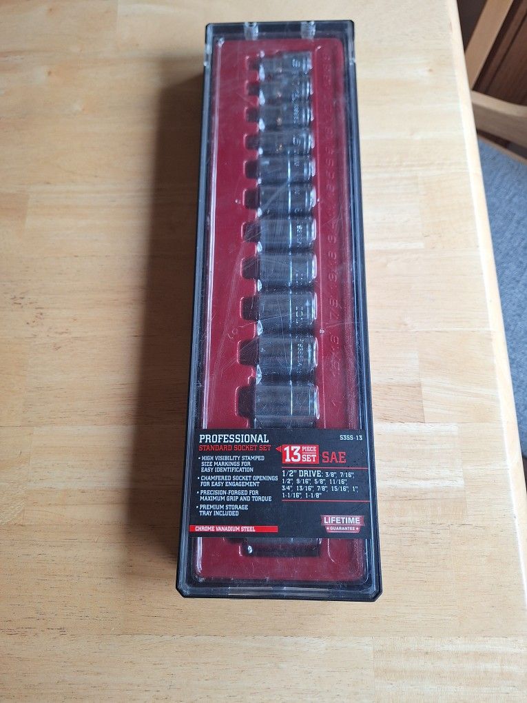 ICON #S3DS-13 1/2in Drive SAE Professional Deep Socket Set 13pc