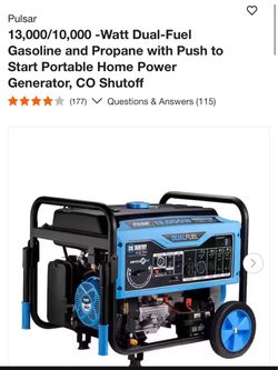 Pulsar 13,000/10,000 -Watt Dual-Fuel Gasoline and Propane Generator