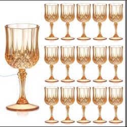 16pcs 7oz Plastic Vintage Wine Glasses (Ambor)