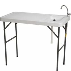 Portable Folding Fish Cleaning Cutting Table Outdoor Camping Kitchen Faucet Sink
