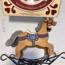 Claire Burke Victorian Rocking Horse Décor – 1986 Vintage Wood & Metal