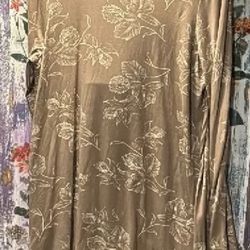 O'Neill Leona Floral Long Sleeve Mock Neck Dress Taupe XL LIKE NEW SMOKE FREE
